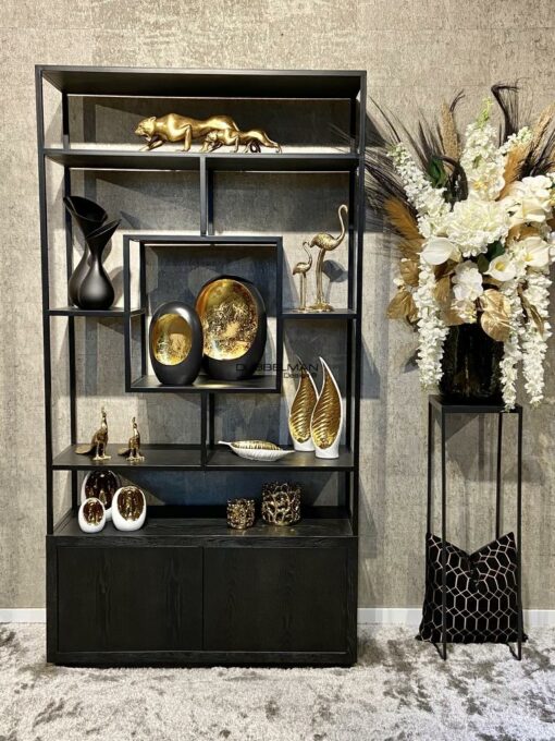 Wandkast Belmont black oak/black frame
