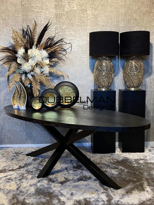 Ovale eettafel visgraat black oak 270 cm / T20-0608-A