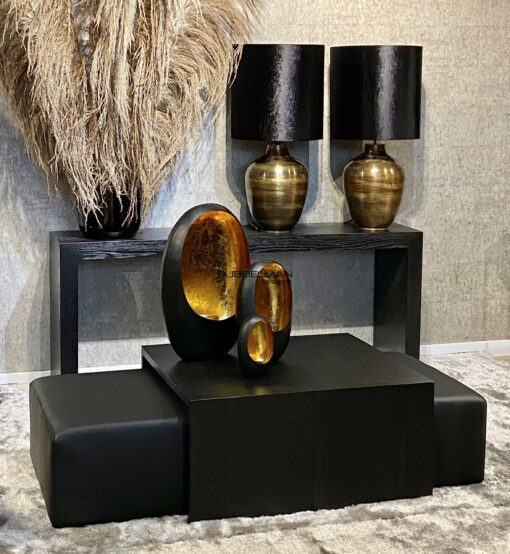 Salontafel set/2 Bennington black oak + vegan leder black/T20-1001-HB1