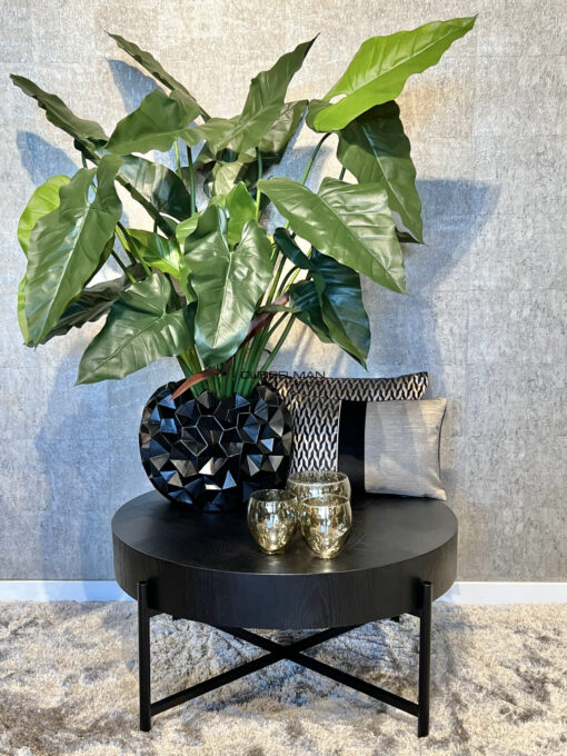 Ronde salontafel Zola black oak visgraat/zwart