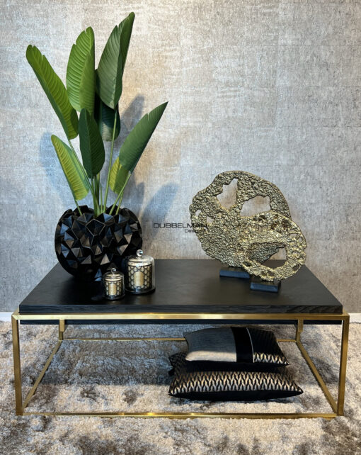 Salontafel Lamar black oak visgraat / goud