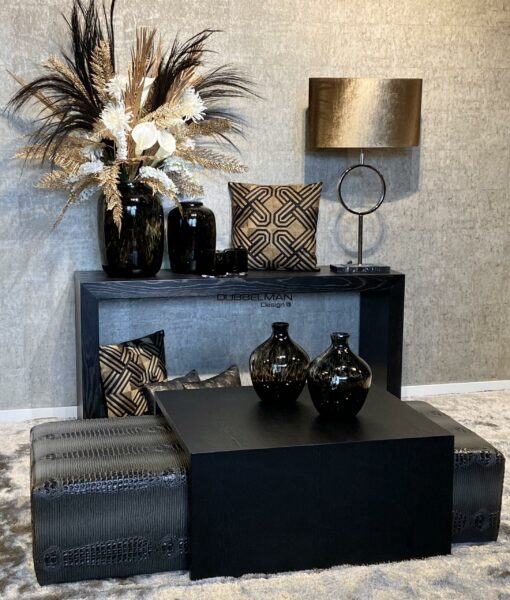 Salontafel set/2 Bennington black oak + vegan leder croco black/grey / T20-1001-13