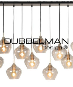 Hanglamp 10L antiek brons+smoke glas / 124 cm