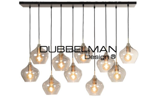 Hanglamp 10L antiek brons+smoke glas / 124 cm