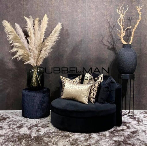 Loveseat 125 cm - velvet zwart (Quartz 800)