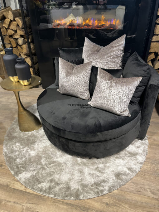Luxury rond vloerkleed ivoor wit 160 cm
