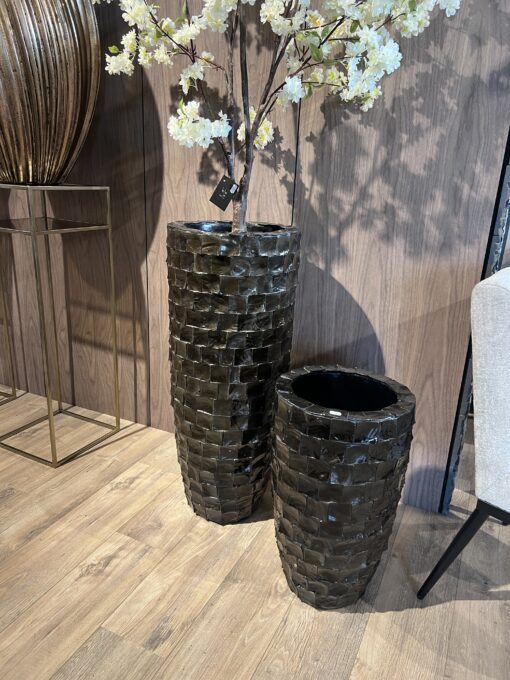 Schelpen pot Noelle zwart 60 cm