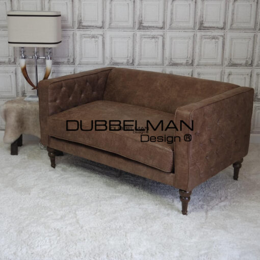 2-zits bank Teddy leatherlook bruin