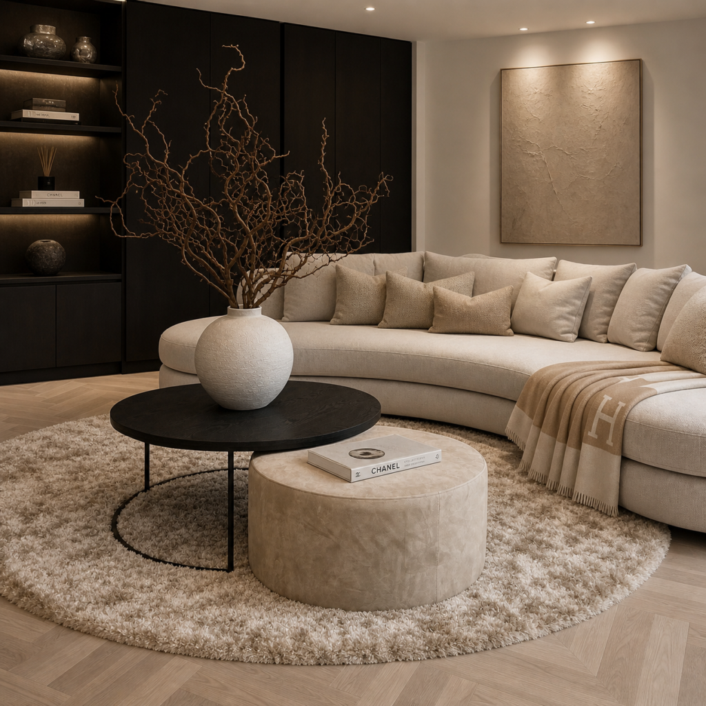 salontafel-set-tafel-met-poef-velvet-beige-zwart-eiken-hotelchique-hotel-chique