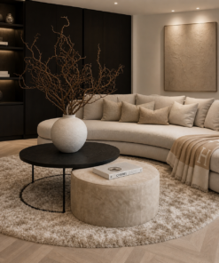 salontafel-set-tafel-met-poef-velvet-beige-zwart-eiken-hotelchique-hotel-chique