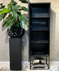 Alternative view of Kast 1 deur visgraat black oak/zwart frame / rechts draaiend / T20-0611