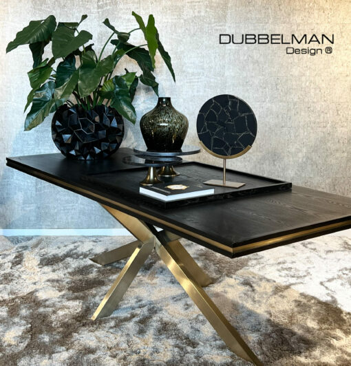 eettafel-tafel-zwart-eiken-black-oak-Duran-champagne-goud-luxury-erickusterstijl