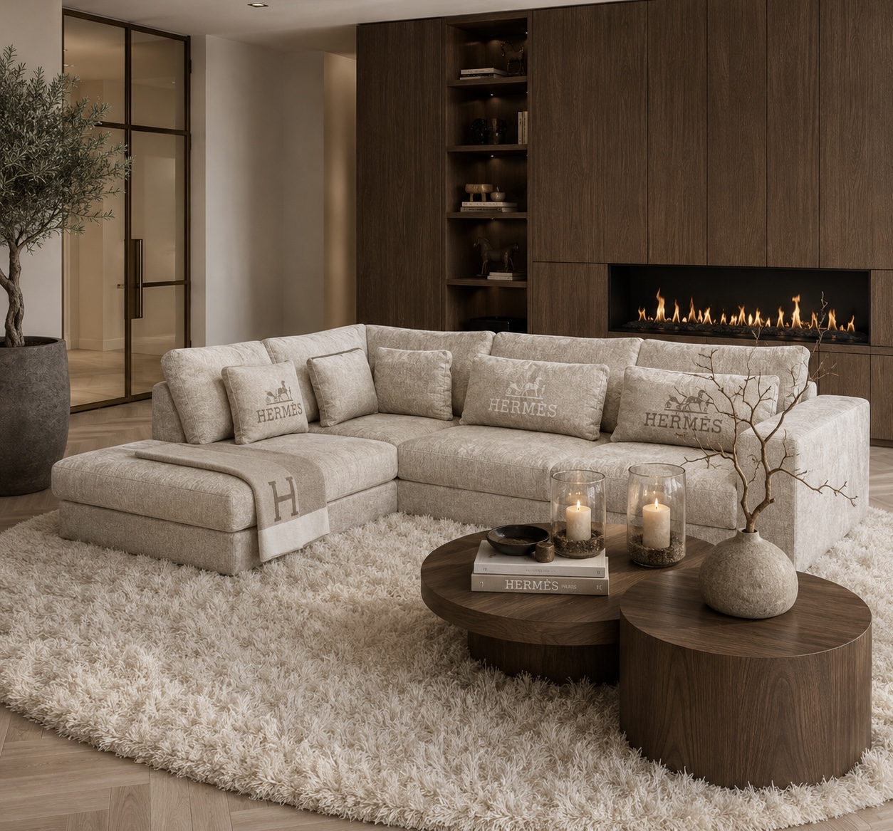 Moderne designbank Lana op maat van Dubbelman Design in een luxe meubelstof.