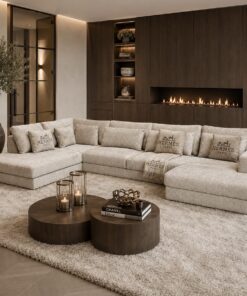 Moderne designbank Lana op maat van Dubbelman Design in een luxe meubelstof.