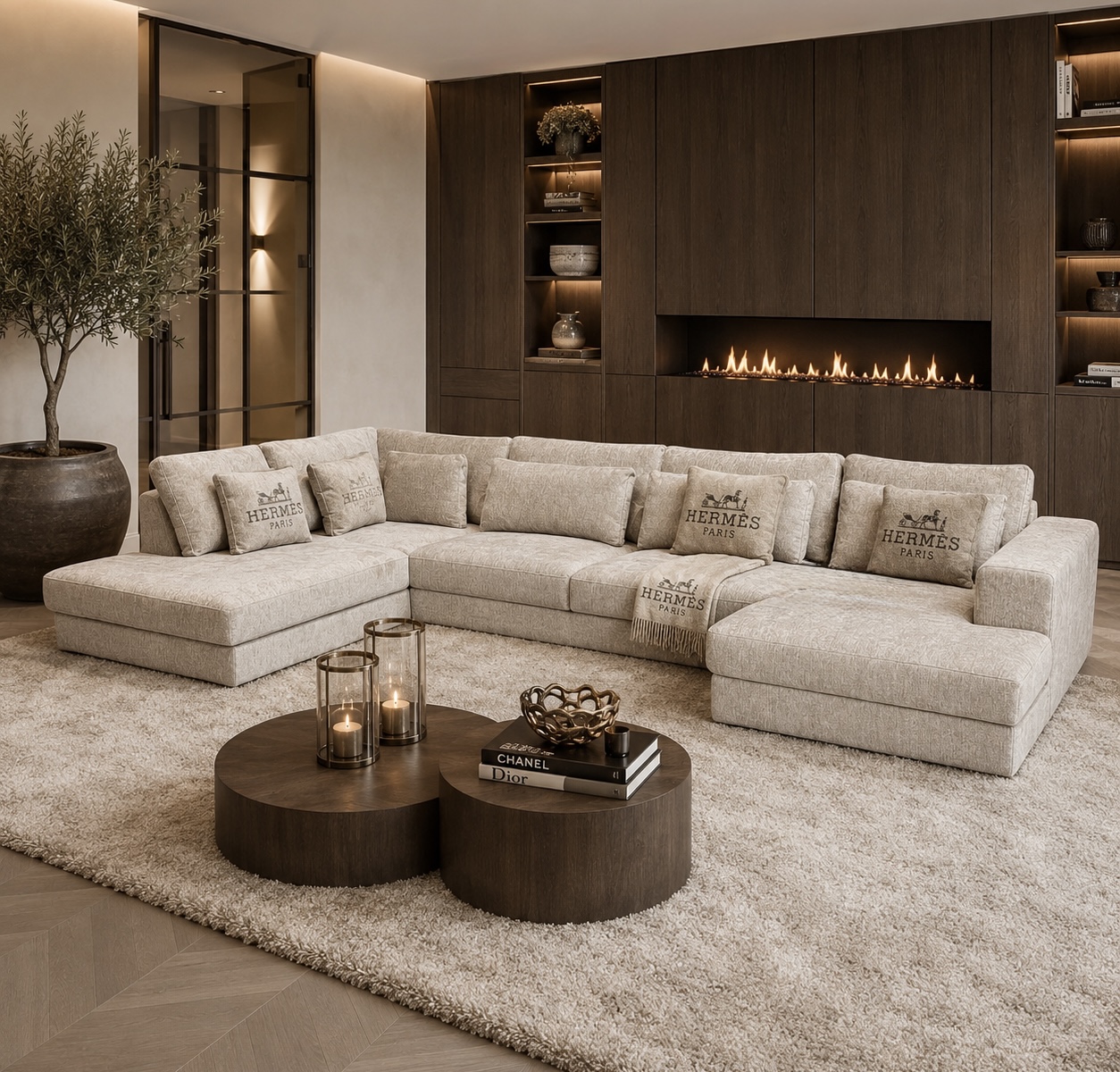 Moderne designbank Lana op maat van Dubbelman Design in een luxe meubelstof.