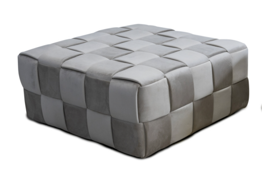 Vierkante gevlochten poef velvet beige 107x107 cm (Quartz 903)