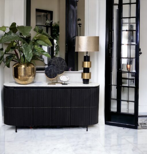Dressoir Raff zwart mango/wit marmer