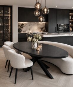 ovale eettafel zwart eiken