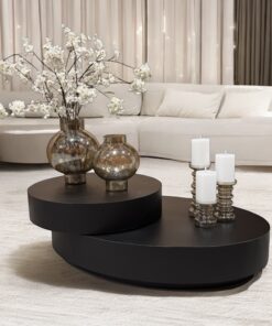 Ovale salontafel Jayce zwart eiken / T23-0605