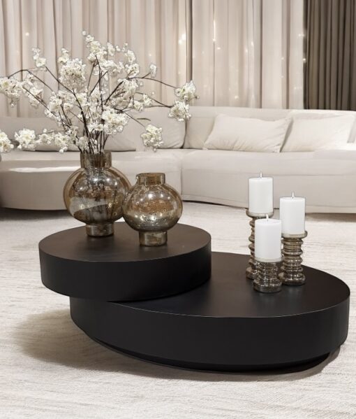 Ovale salontafel Jayce zwart eiken / T23-0605 / Showroommodel