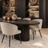 set van 6 eetkamerstoelen Denia velvet beige
