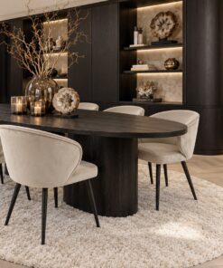 set van 6 eetkamerstoelen Denia velvet beige