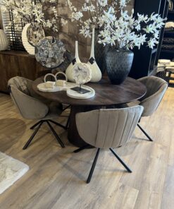 Set 4x Eetkamerstoel Cappuccino met draaifunctie