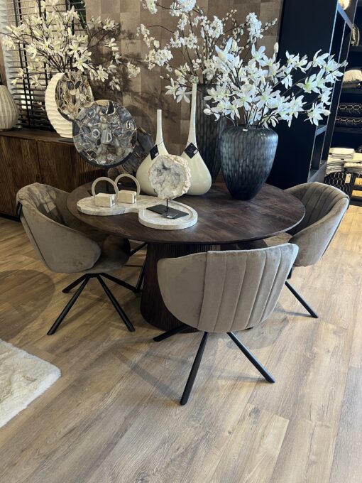 Set 4x Eetkamerstoel Cappuccino met draaifunctie