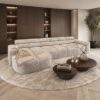 Luxe maatwerk bank Woody van Dubbelman Design in hoogwaardige meubelstof cremona