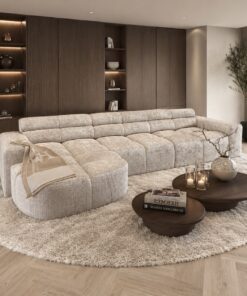 Luxe maatwerk bank Woody van Dubbelman Design in hoogwaardige meubelstof cremona