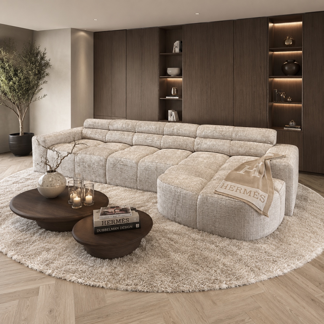Luxe maatwerk bank Woody van Dubbelman Design in hoogwaardige meubelstof