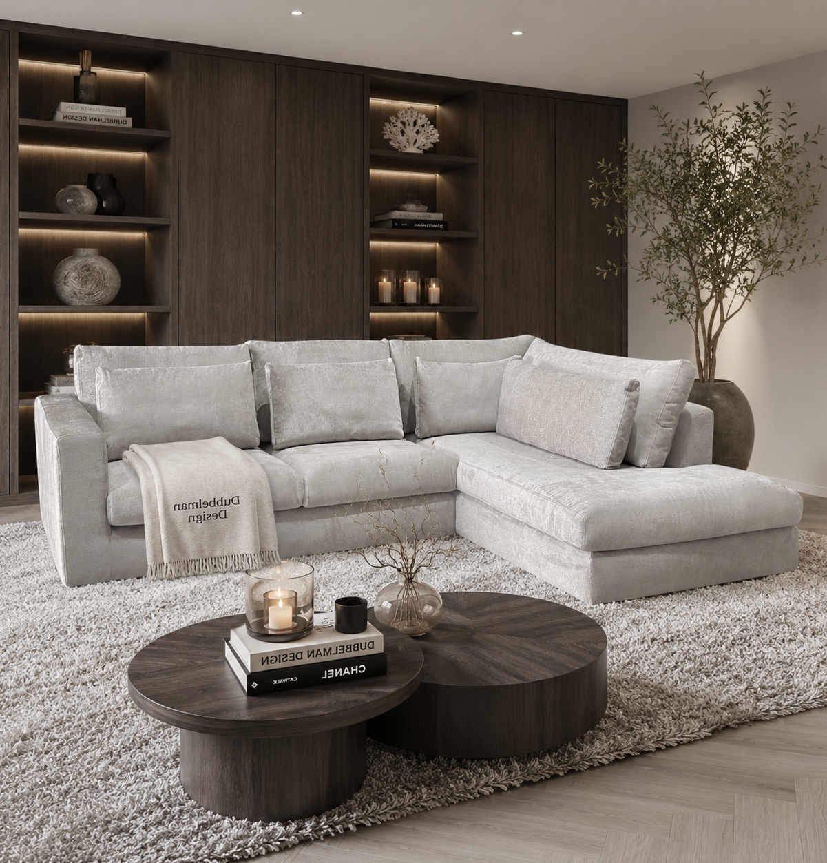 Luxe maatwerk bank Dubai van Dubbelman Design in hoogwaardige meubelstof