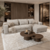Moderne designbank Lana op maat van Dubbelman Design in een luxe meubelstof.