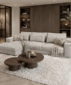 Moderne designbank Lana op maat van Dubbelman Design in een luxe meubelstof.