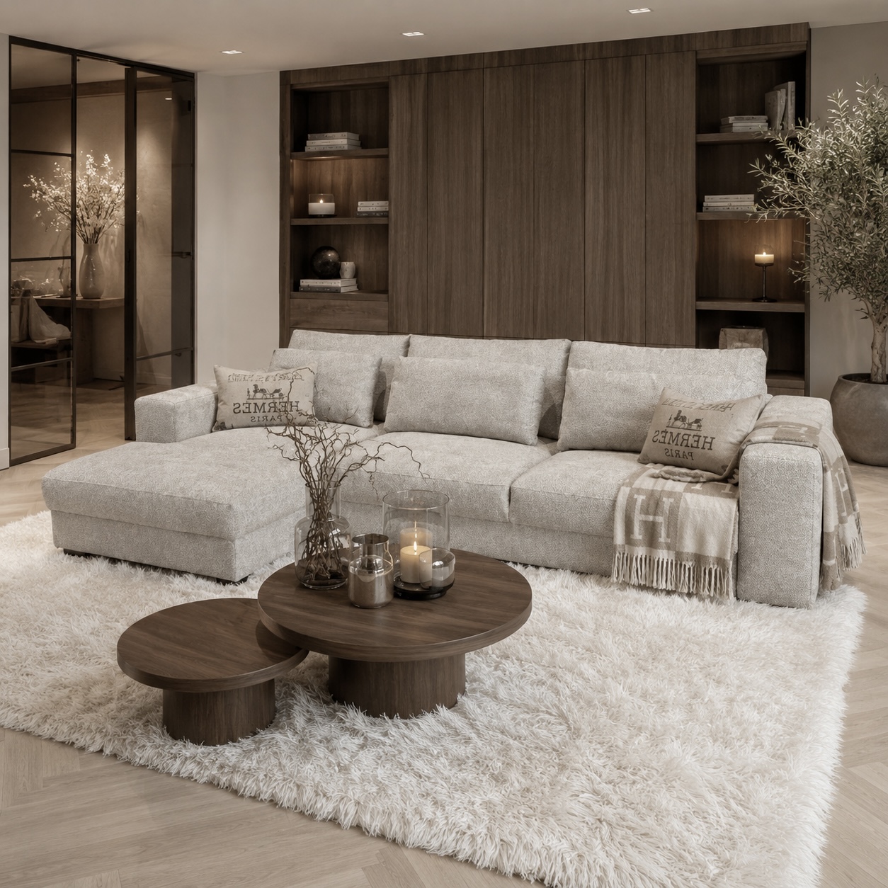 Moderne designbank Lana op maat van Dubbelman Design in een luxe meubelstof.