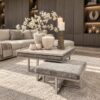 Salontafel set Romy beige gestoffeerd Dubbelman Design