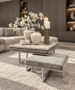 Salontafel set Romy beige gestoffeerd Dubbelman Design