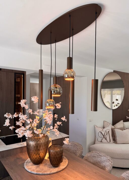 Hanglamp Riva ovaal Platinum 120 cm - 4395 + lichtbronnen