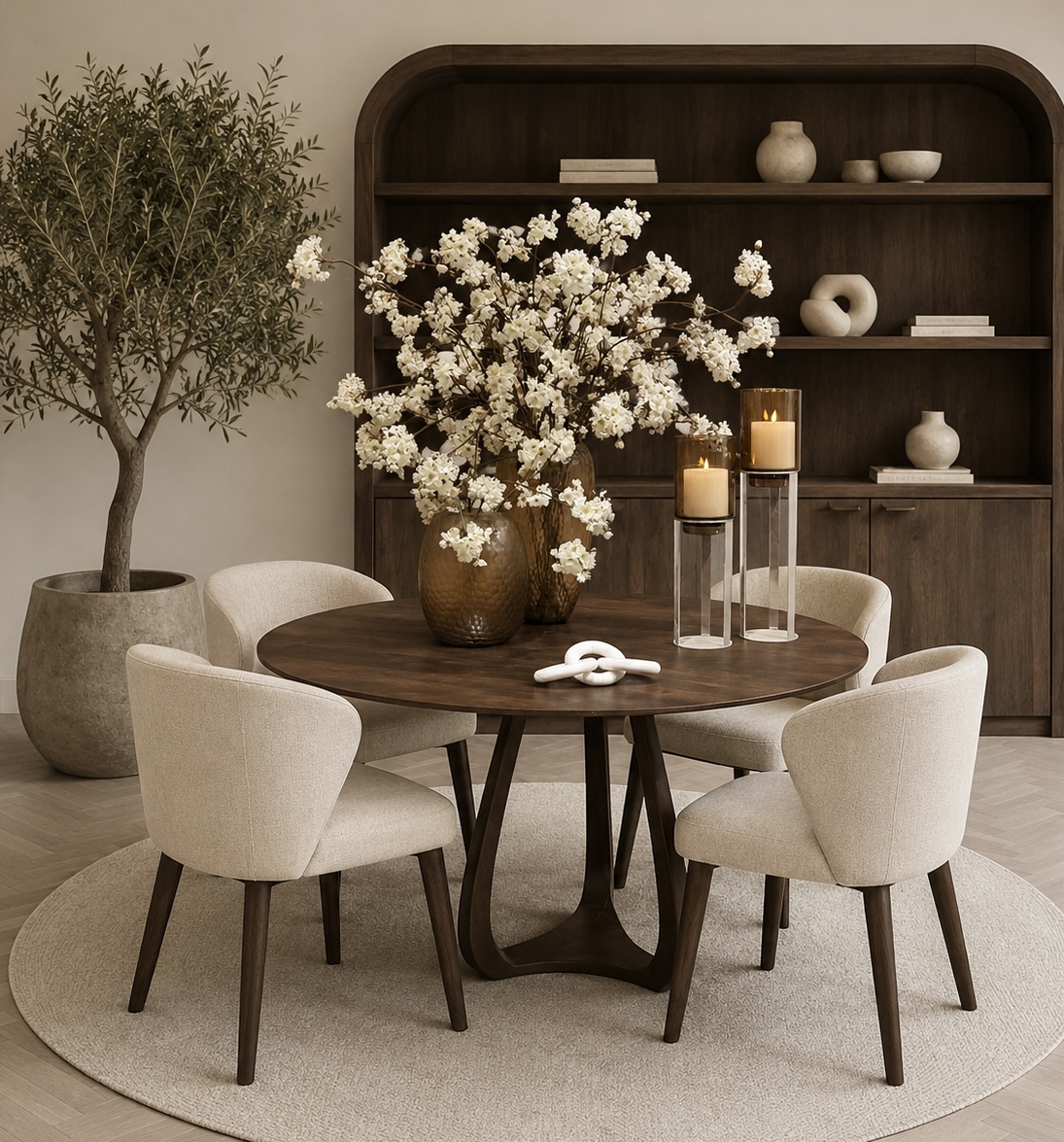 eettafel-mango-bruin-rond-tafel-merlo-japandi