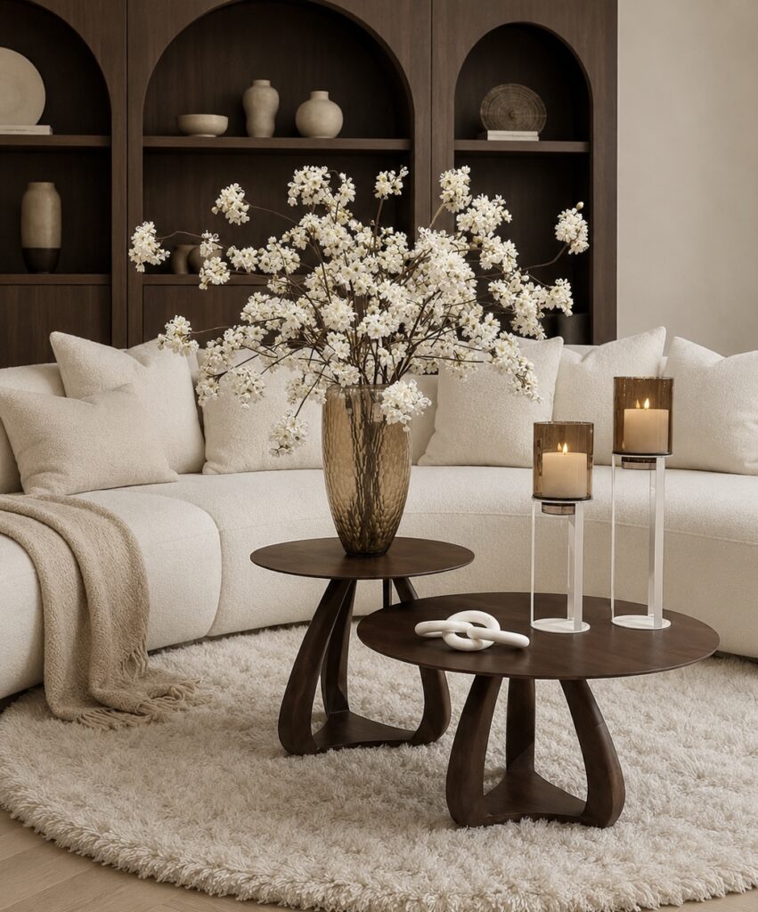 ronde-salontafel-japandi-interieur-hout-bruin-mango-tafel