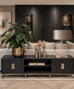 tv-meubel-kast-zwart-eiken-champagne-goud-hotel-chique