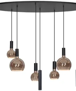 Hanglamp Riva ovaal Zwart 140 cm – 4310 + lichtbronnen