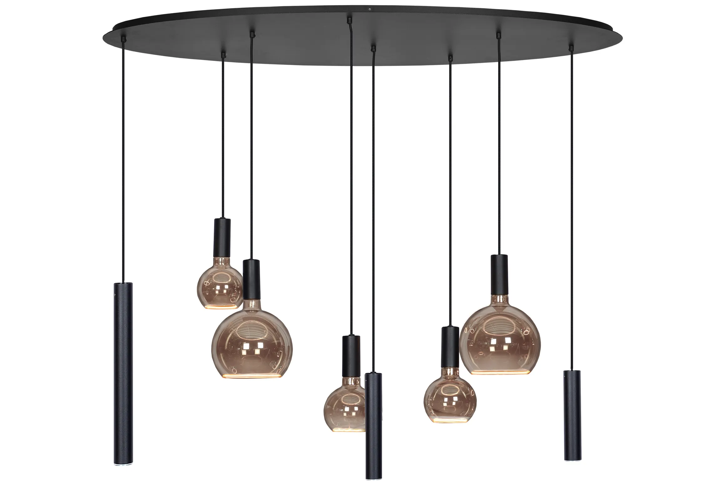 Hanglamp Riva ovaal Zwart 140 cm – 4310 + lichtbronnen