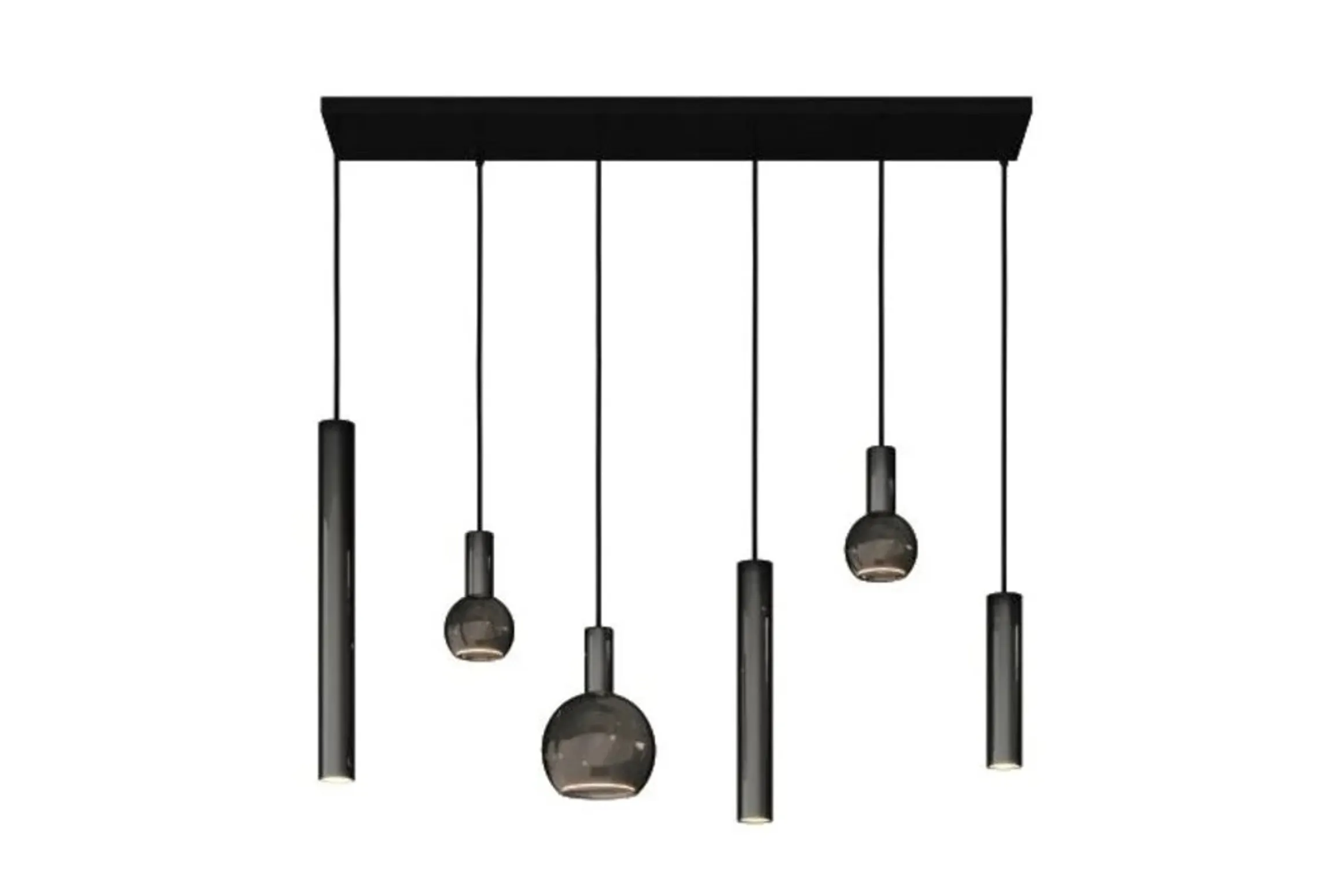 Hanglamp Riva recht Zwart 120 cm – 4370 + lichtbronnen