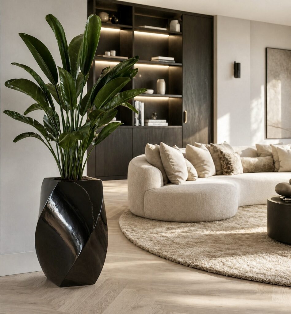 pot-planten-plantenpot-zwart-glanzend-hotel-chique