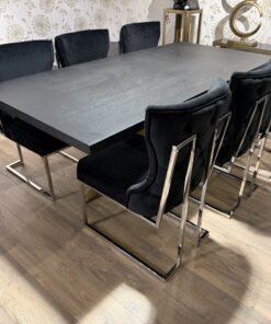 Set 6x eetkamerstoel velvet zwart / Magazijn leegverkoop