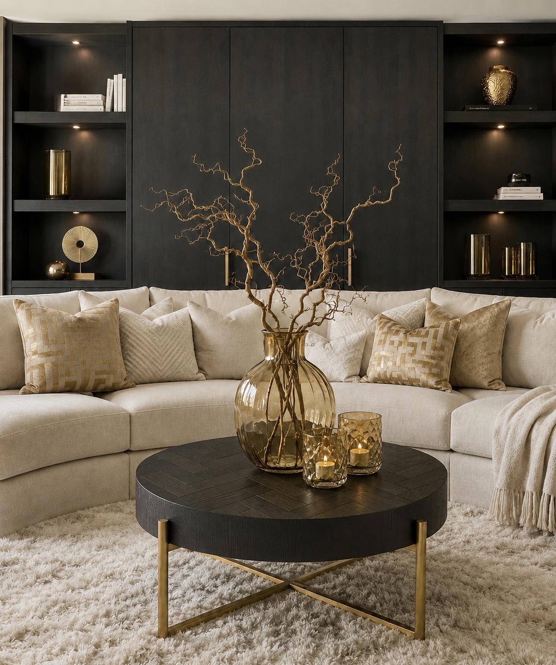 ronde-salontafel-tafel-rond-zwart-eiken-visgraat-goud-hotel-chique