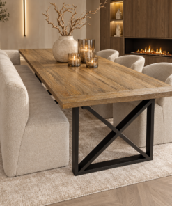 Eettafel hout zwarte poot