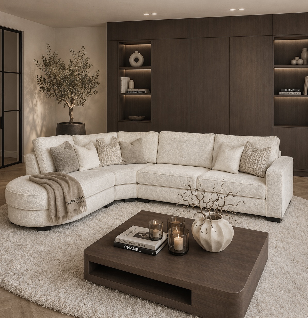 Luxe maatwerk bank Lavie van Dubbelman Design in hoogwaardige meubelstof