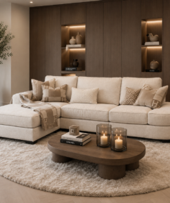 Luxe maatwerk bank Lavie van Dubbelman Design in hoogwaardige meubelstof